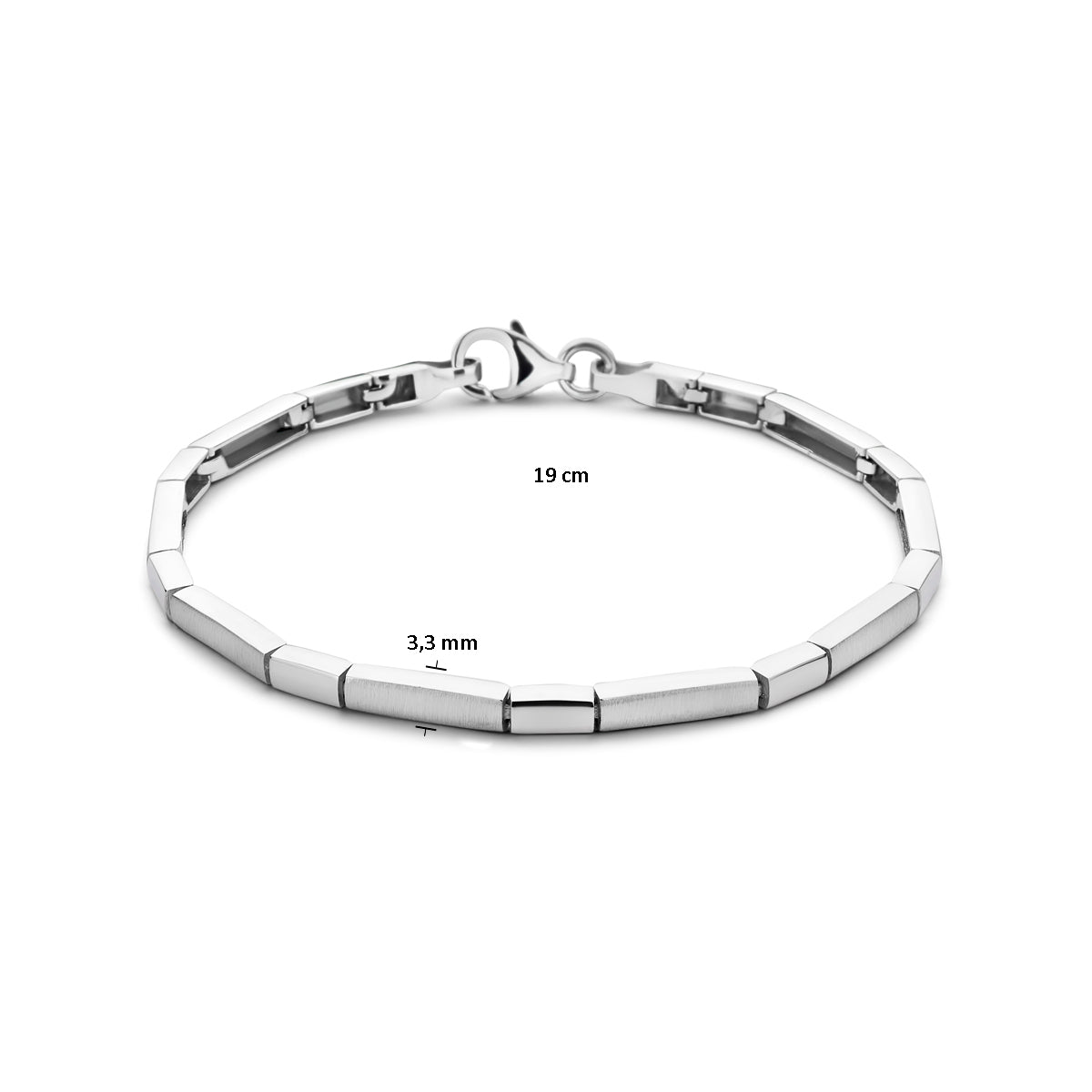 vDam Armband Choker 3,3 Mm 19cm Cm Poli/mat Zilver Gerhodineerd 1337121  19cm