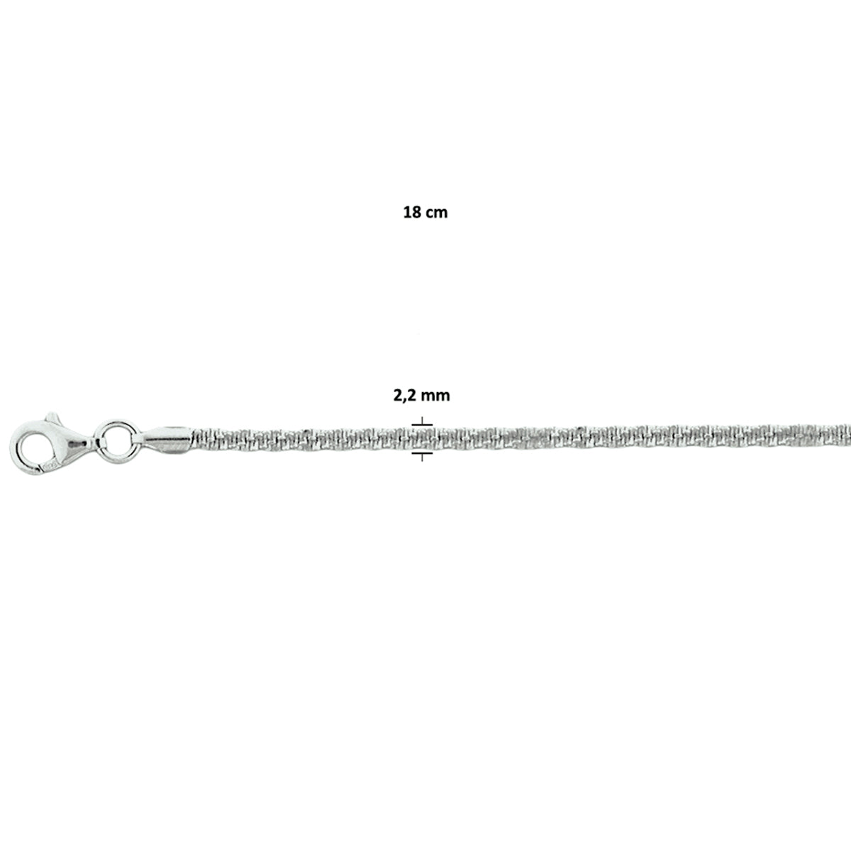 vDam Armband Fantasie 2,2 Mm Zilver Gerhodineerd 1325535  18cm