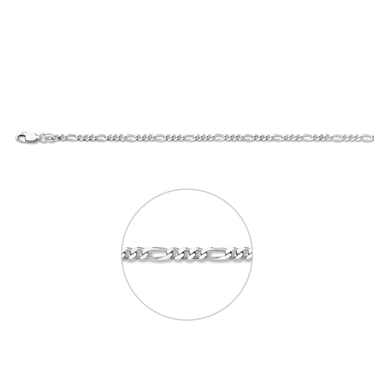 vDam Armband Figaro 2,7 Mm 18 Cm Zilver Gerhodineerd 1329691