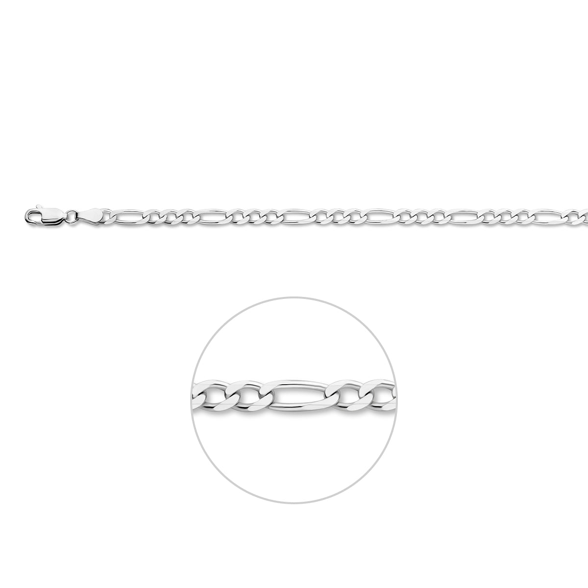 vDam Armband Figaro 4,0 Mm 20 Cm Zilver Gerhodineerd 1333898