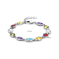 vDam Armband Gekleurd Zirkonia 16cm + 3 Cm Zilver Gerhodineerd 1338529  16cm