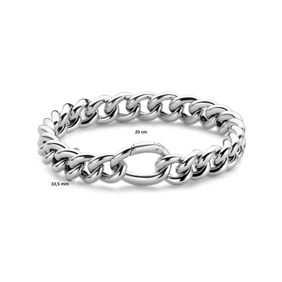 vDam Armband Gourmette 10,5 Mm 20cm Cm Zilver Gerhodineerd 1340744  20cm