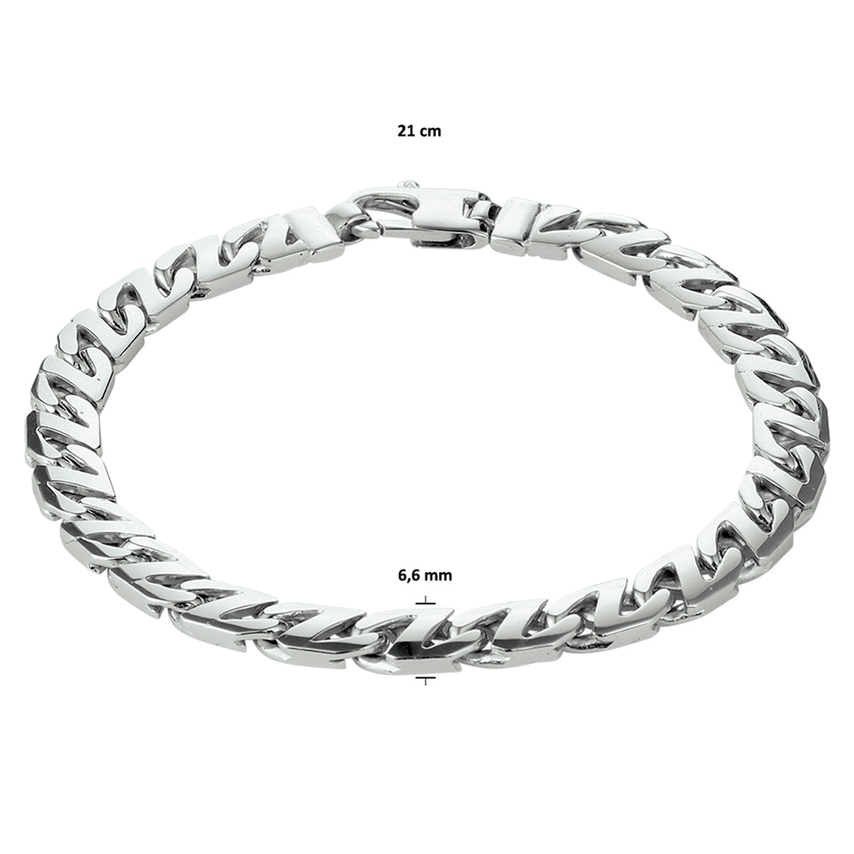 vDam Armband Gourmette 6,6 Mm Zilver Gerhodineerd 1330508  21cm