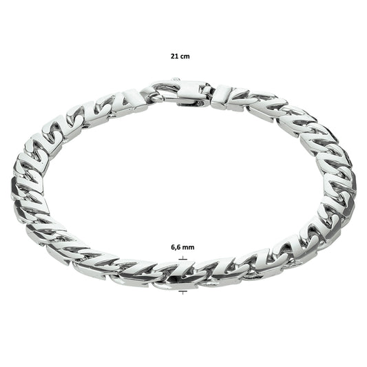 vDam Armband Gourmette 6,6 Mm Zilver Gerhodineerd 1330508  21cm