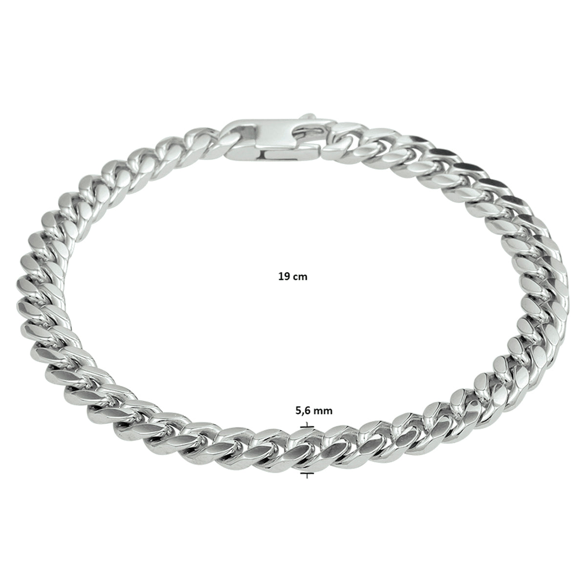 vDam Armband Gourmette 6-zijdes Geslepen 5,6 Mm 19cm Cm Zilver Gerhodineerd 1332397  19cm