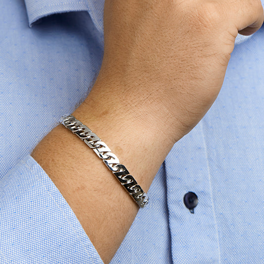 vDam Armband Gourmette 8,2 Mm Zilver Gerhodineerd 1330181  21cm