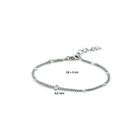 vDam Armband Gourmette Met Tussenstuk 3,0 Mm 16cm + 3 Cm Zilver Gerhodineerd 1333549  16cm