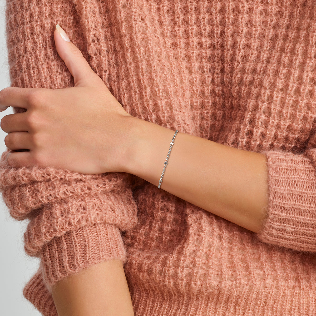 vDam Armband Gourmette Met Tussenstuk 3,0 Mm 16cm + 3 Cm Zilver Gerhodineerd 1333549  16cm