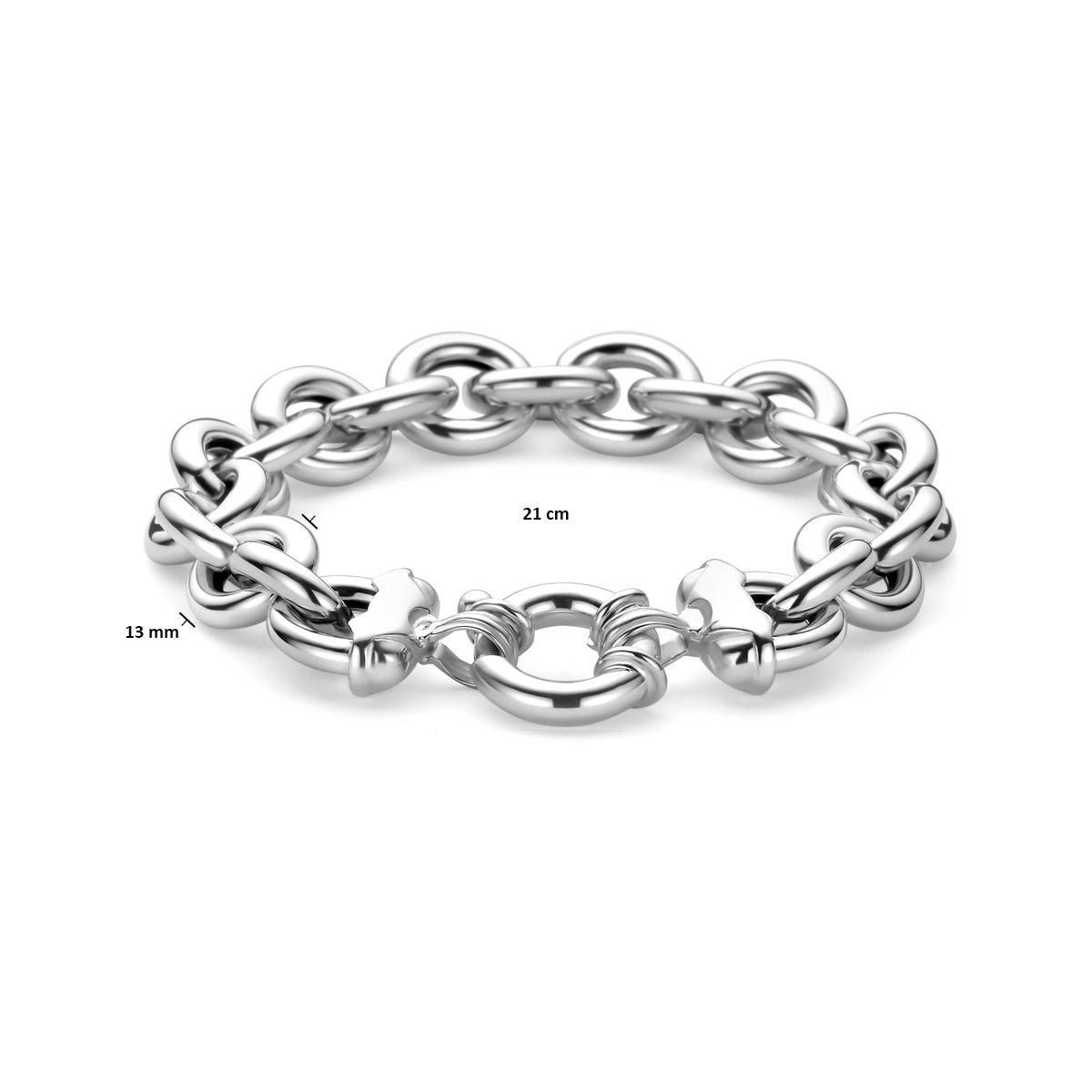 vDam Armband Groot Slot 13 Mm 21cm Cm Zilver Gerhodineerd 1340750  21cm
