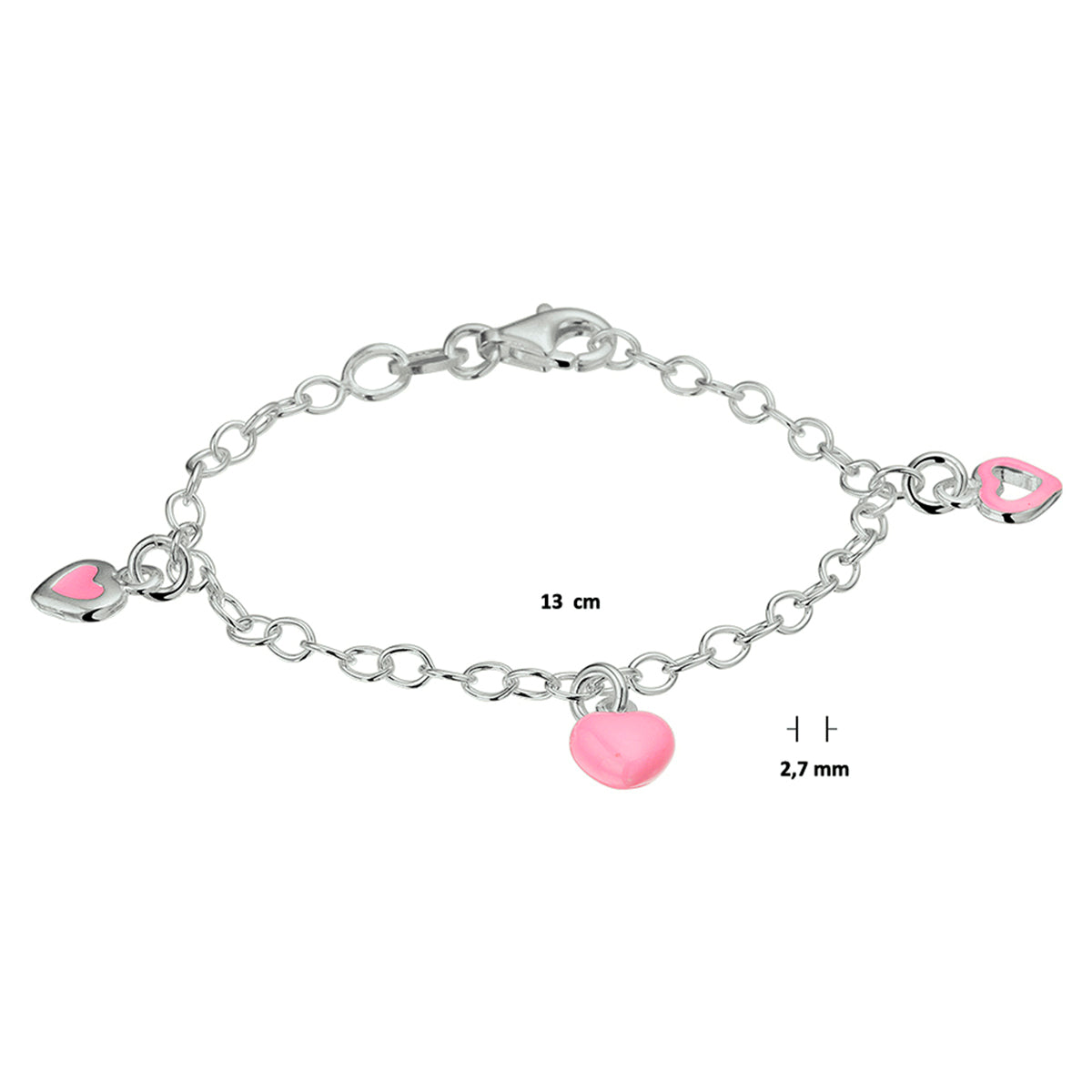 vDam Armband Hart 13cm Cm Zilver Gerhodineerd 13cm29623  13cm