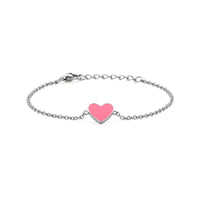 vDam Armband Hart Roze Emaille 13 + 2 Cm Zilver Gerhodineerd 1338586