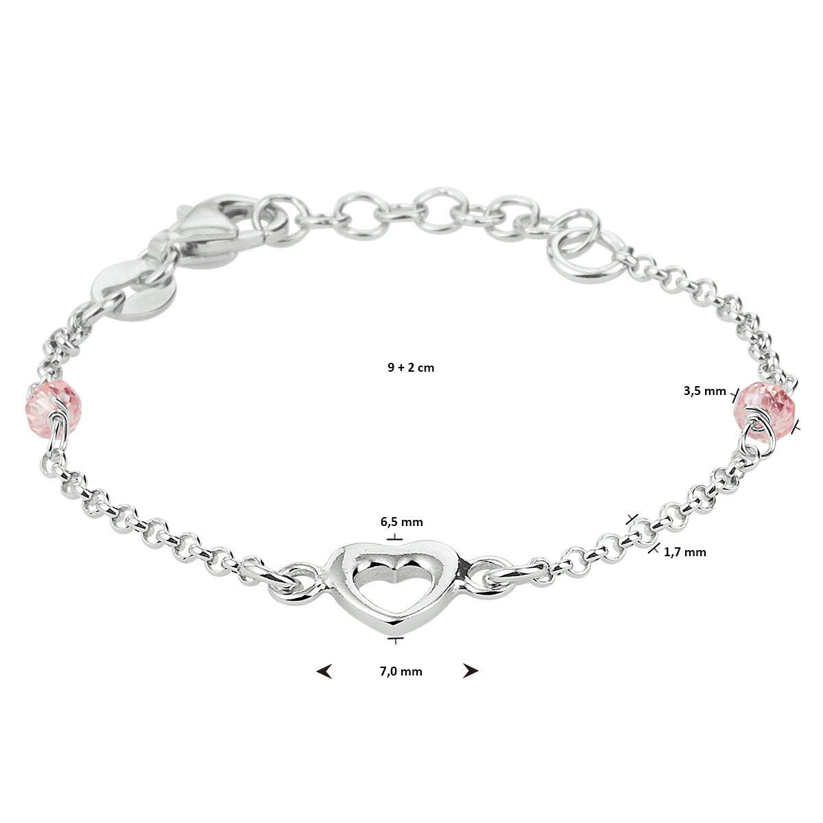 vDam Armband Hart Zilver Gerhodineerd 133329cm0  9cm