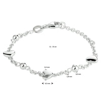 vDam Armband Hartjes 11cm - 13 Cm Zilver Gerhodineerd 1333083  11cm