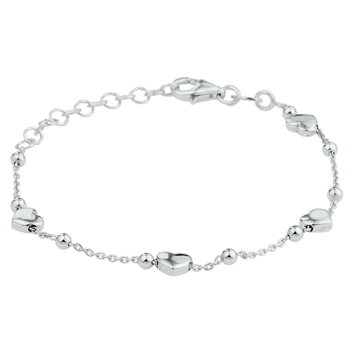 vDam Armband Hartjes 13 + 3 Cm Zilver Gerhodineerd 1332843