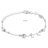 vDam Armband Hartjes 13cm + 3 Cm Zilver Gerhodineerd 13cm32843  13cm