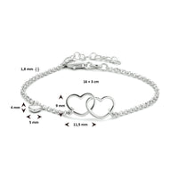 vDam Armband Hartjes 16cm + 3 Cm Zilver Gerhodineerd 1334748  16cm