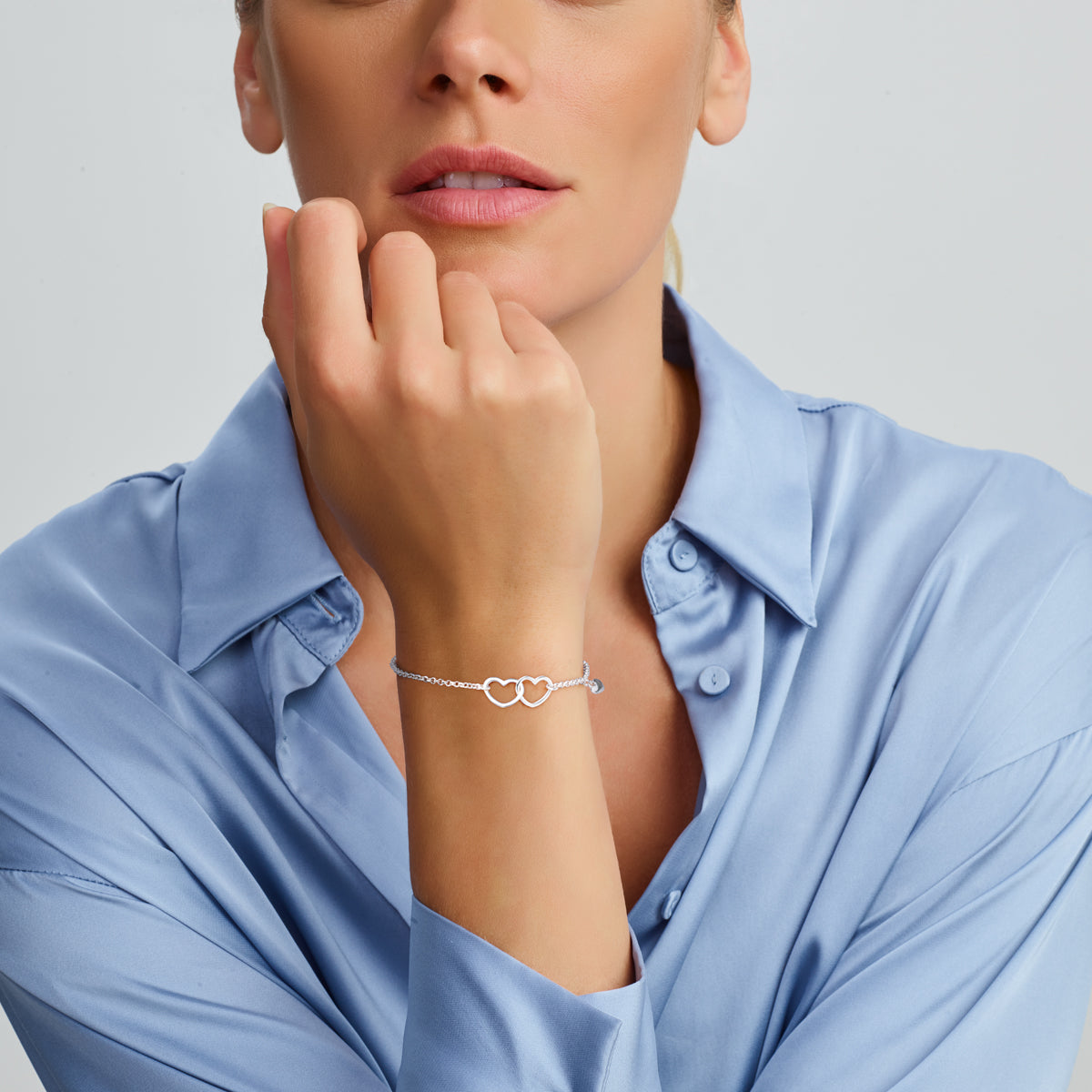 vDam Armband Hartjes 16cm + 3 Cm Zilver Gerhodineerd 1334748  16cm