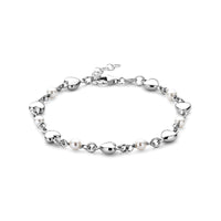 vDam Armband Hartjes En Swarovski Parels 17 + 2 Cm Zilver Gerhodineerd 1338636