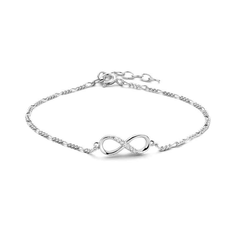 vDam Armband Infinity Zirkonia 15,5 + 2,5 Cm Zilver Gerhodineerd 1334812