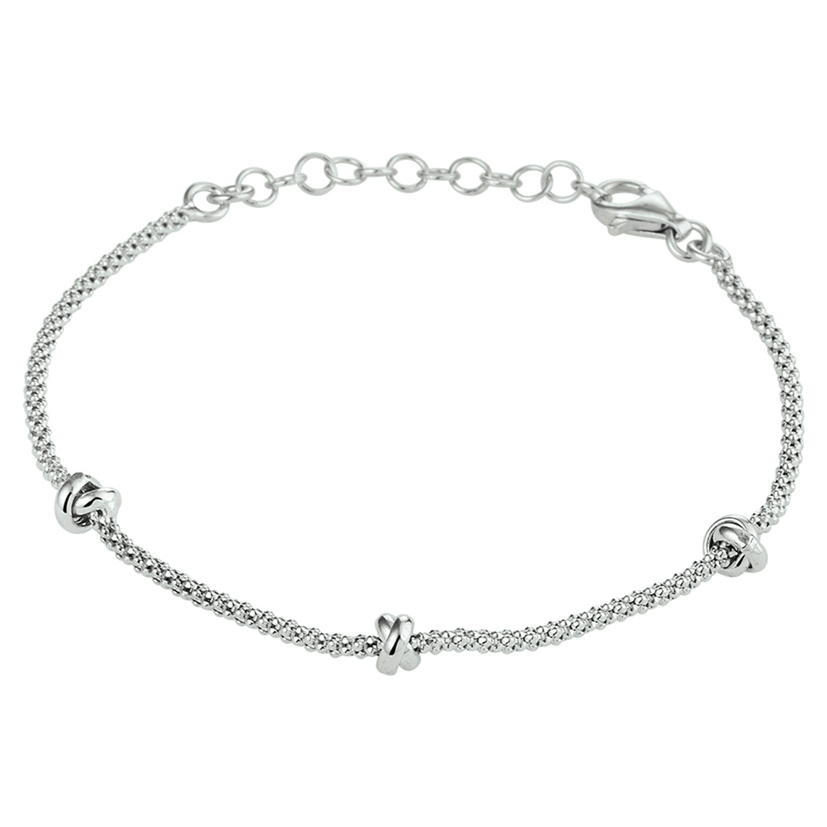 vDam Armband Knopen 4,5 Mm 16 + 3 Cm Zilver Gerhodineerd 1332245