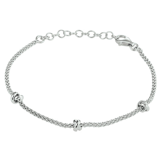 vDam Armband Knopen 4,5 Mm 16 + 3 Cm Zilver Gerhodineerd 1332245