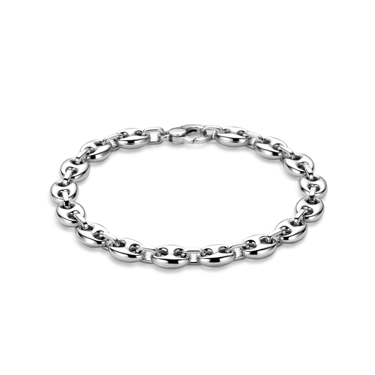 vDam Armband Koffieboon 7,5 Mm 19 Cm Zilver Gerhodineerd 1340747