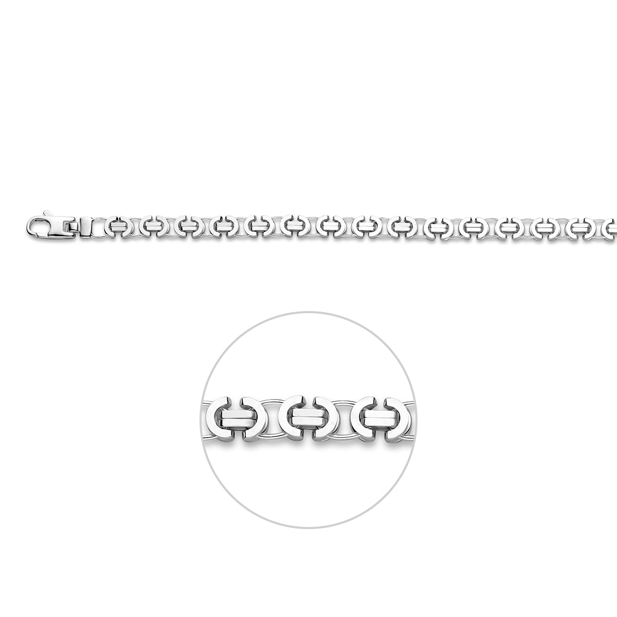 vDam Armband Konings Plat 5,5 Mm 20 Cm Zilver Gerhodineerd 1329695