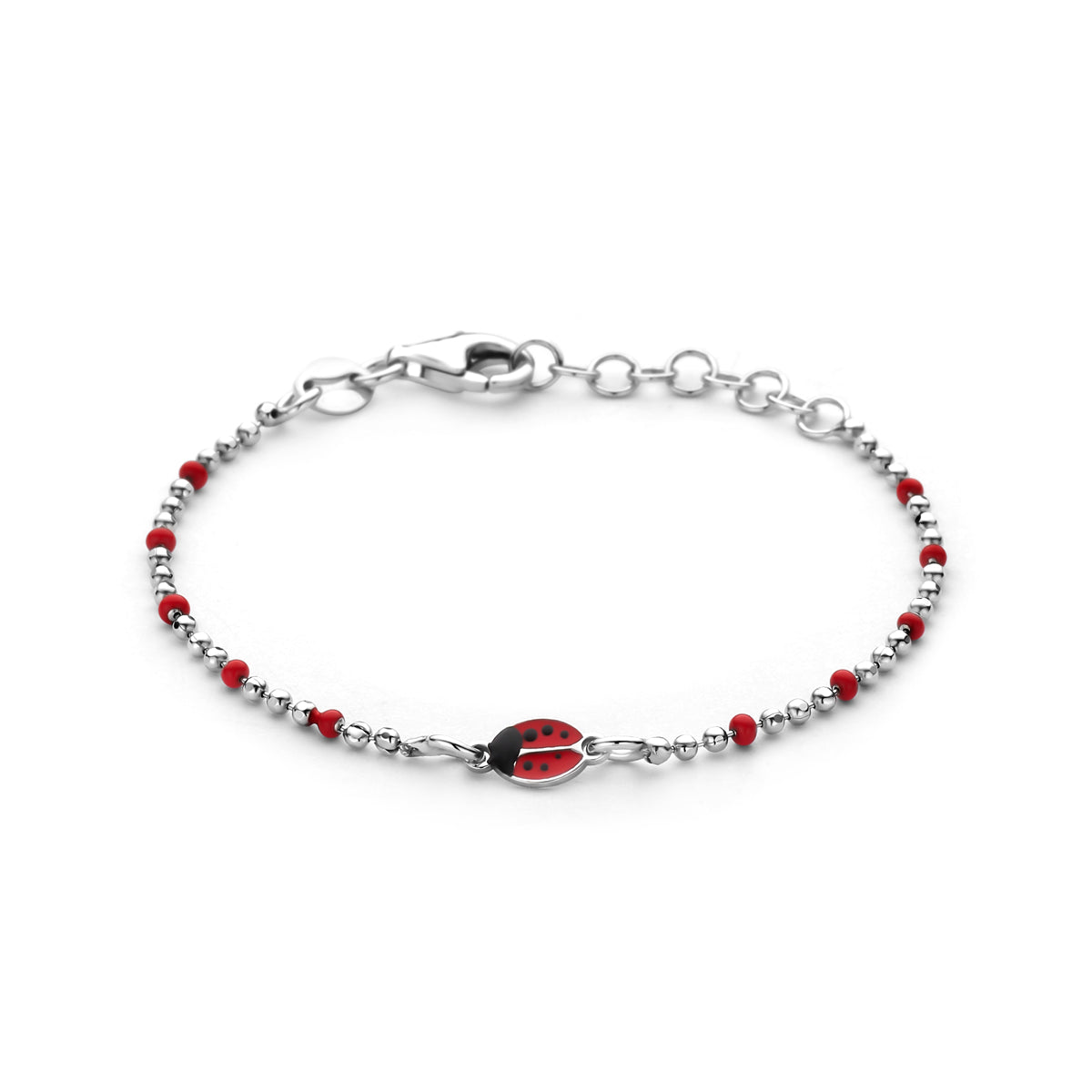 vDam Armband Lieveheersbeestjes 13 + 3 Cm Zilver Gerhodineerd 1341616