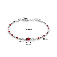 vDam Armband Lieveheersbeestjes 13cm + 3 Cm Zilver Gerhodineerd 13cm41616  13cm