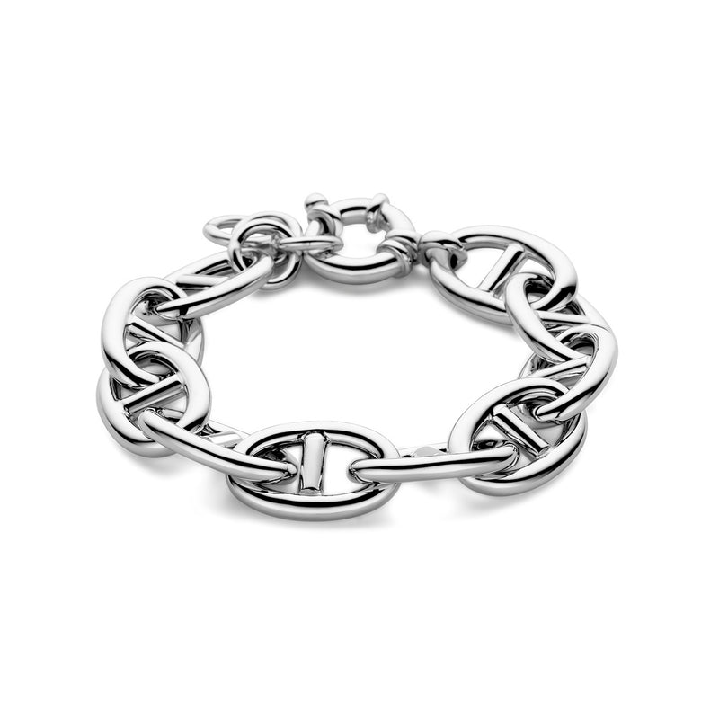 vDam Armband Marine 15,5 Mm 20 + 2,5 Cm Met Groot Springslot Zilver Gerhodineerd 1338045