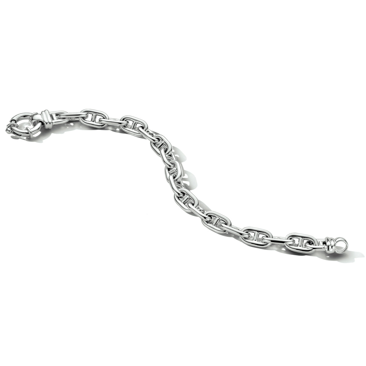 vDam Armband Marine 7,6 Mm 19 Cm Met Groot Springslot Zilver Gerhodineerd 1334427