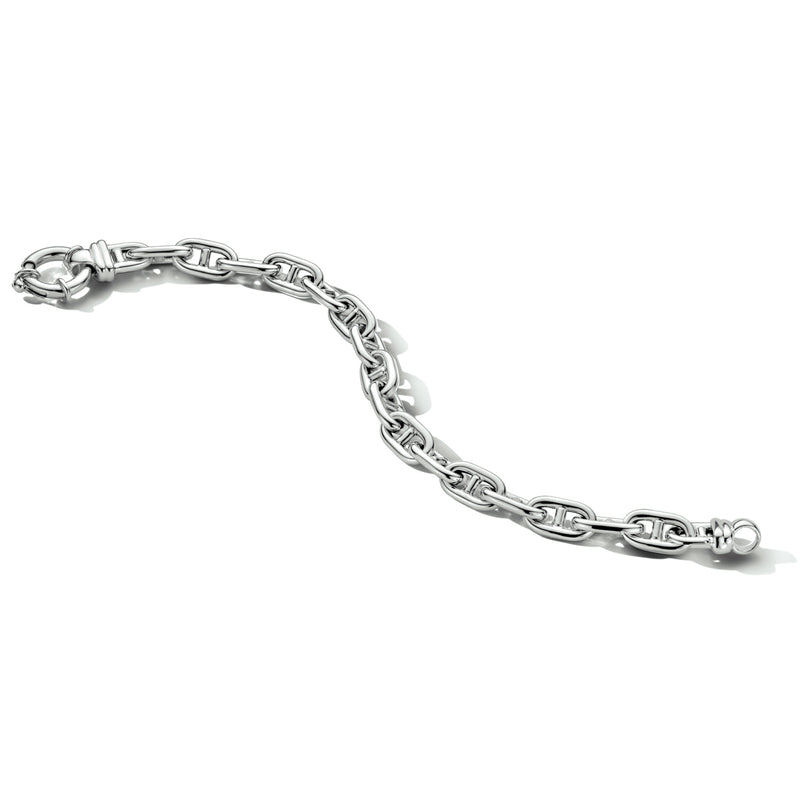 vDam Armband Marine 7,6 Mm 19 Cm Met Groot Springslot Zilver Gerhodineerd 1334427