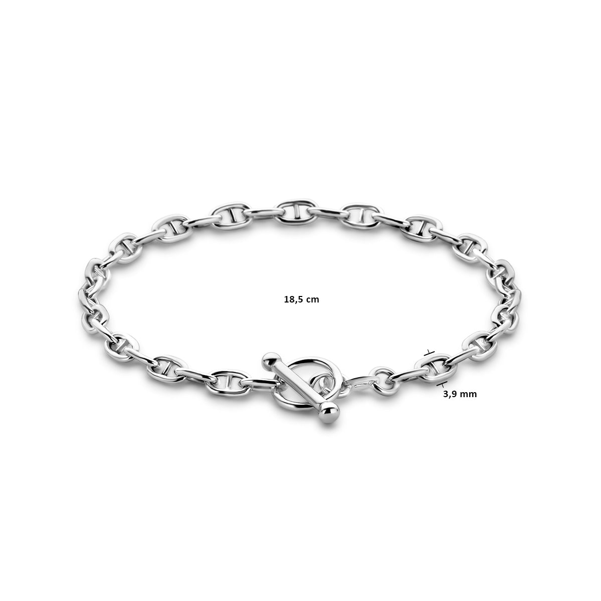 vDam Armband Marine Ronde Buis 3,9 Mm 185 Cm Kapittelslot Zilver Gerhodineerd 1339685  18.5cm