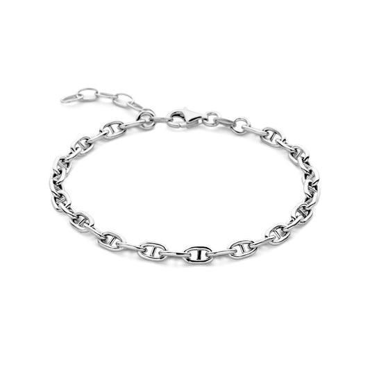 vDam Armband Marine Ronde Buis 4,0 Mm 16 + 3 Cm Zilver Gerhodineerd 1338041