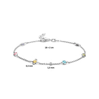 vDam Armband Meerdere Kleuren Zirkonia 18cm + 2 Cm Zilver Gerhodineerd 1335371  18cm