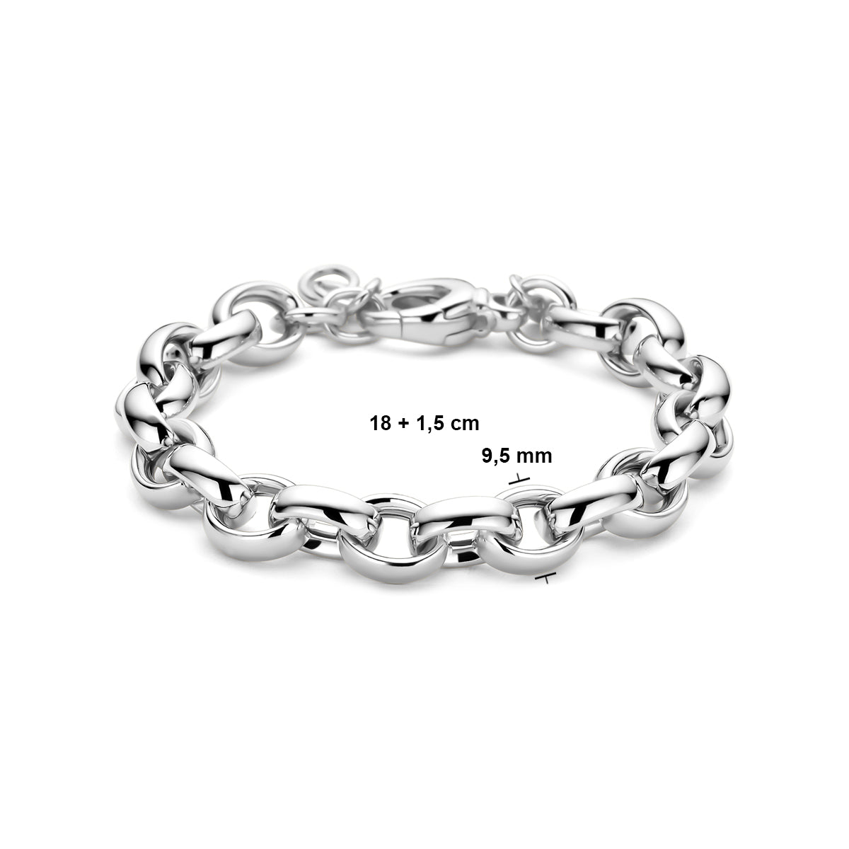 vDam Armband Ovaal Jasseron 9,5 Mm 19,5 Cm Zilver Gerhodineerd 1339134  18cm