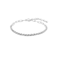 vDam Armband Paperclip En Koord 2,8 Mm 16 + 3 Cm Zilver Gerhodineerd 1334824