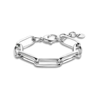 vDam Armband Paperclip Half Ronde Buis 9 Mm 18 + 3 Cm Zilver Gerhodineerd 1336585