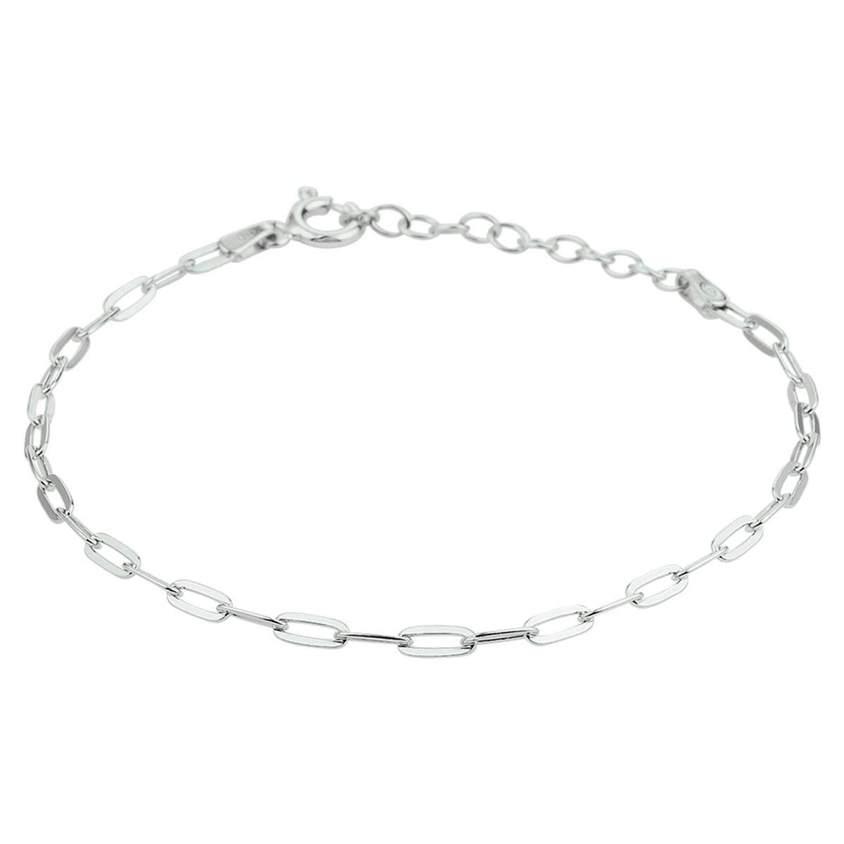 vDam Armband Paperclip Platte Buis 2,4 Mm 16 + 3 Cm Zilver Gerhodineerd 1337165