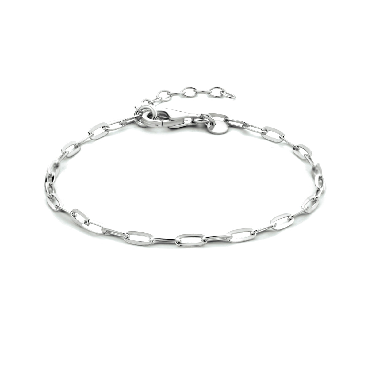 vDam Armband Paperclip Platte Buis 2,5 Mm 16 + 3 Cm Zilver Gerhodineerd 1333928