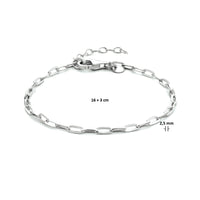 vDam Armband Paperclip Platte Buis 2,5 Mm 16cm + 3 Cm Zilver Gerhodineerd 1333928  16cm