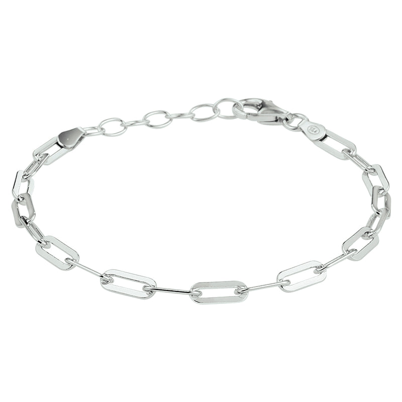 vDam Armband Paperclip Platte Buis 3,8 Mm 16 + 3 Cm Zilver Gerhodineerd 1332104