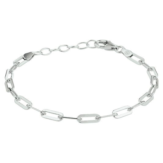 vDam Armband Paperclip Platte Buis 3,8 Mm 16 + 3 Cm Zilver Gerhodineerd 1332104