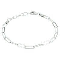 vDam Armband Paperclip Platte Buis 3,8 Mm 16 + 3 Cm Zilver Gerhodineerd 1332106