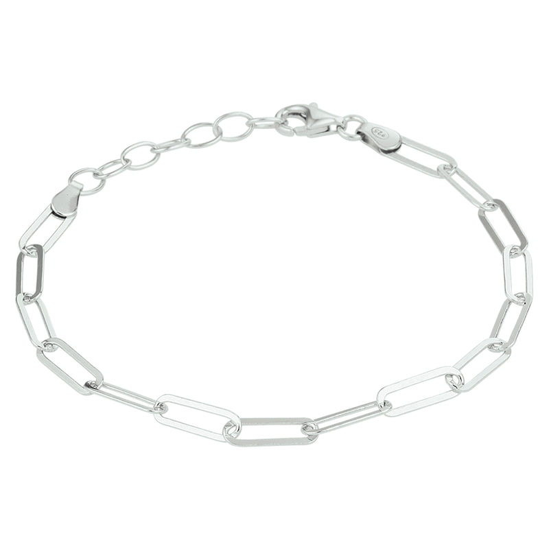 vDam Armband Paperclip Platte Buis 3,8 Mm 16 + 3 Cm Zilver Gerhodineerd 1332106