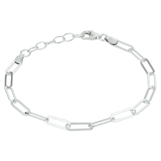 vDam Armband Paperclip Platte Buis 3,8 Mm 16 + 3 Cm Zilver Gerhodineerd 1332106