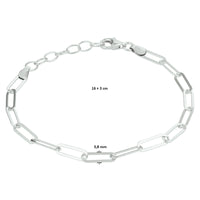 vDam Armband Paperclip Platte Buis 3,8 Mm 16cm + 3 Cm Zilver Gerhodineerd 1332106  16cm