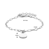 vDam Armband Paperclip Platte Buis Rondje 2,7 Mm 16cm + 3 Cm Zilver Gerhodineerd 1334681  16cm