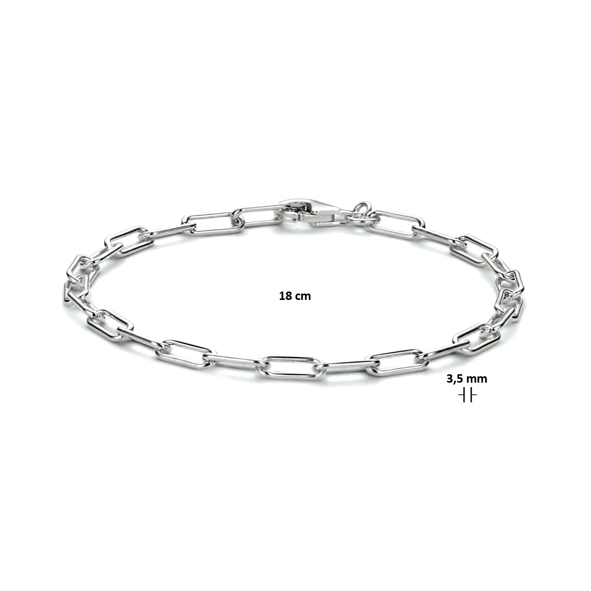 vDam Armband Paperclip Ronde Buis 3,5 Mm 18cm Cm Zilver Gerhodineerd 1333628  18cm