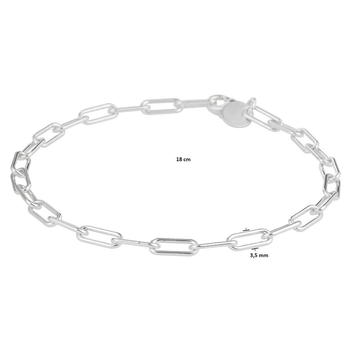 vDam Armband Paperclip Ronde Buis 3,5 Mm Zilver Gerhodineerd 1333100  18cm